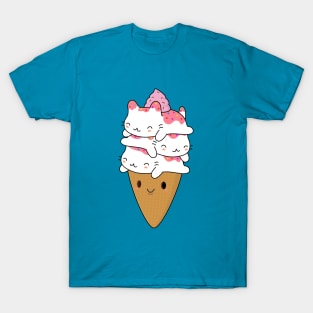 Cute Cat Ice Cream Cone T-Shirt T-Shirt